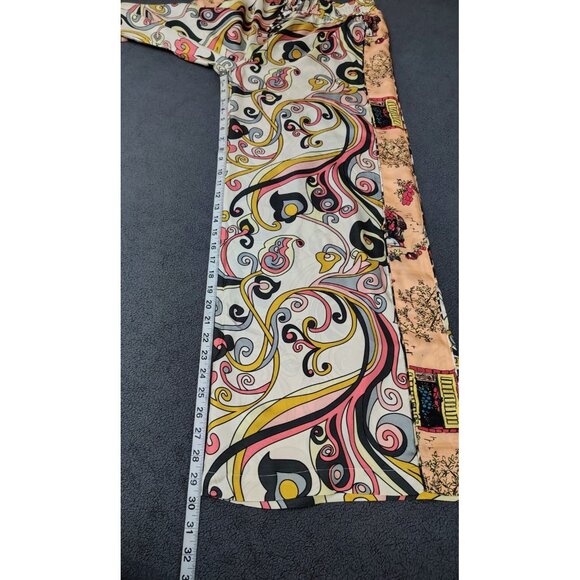 NWOT La Prestic Ouiston 100% Silk Paisely Print Pants Sz 0/S Beige/Pink Boho - Picture 5 of 9